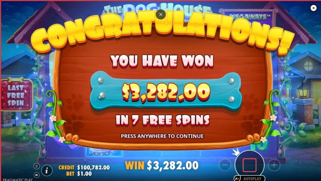 The Dog House Megaways 1000 slot gameplay dengan anjing lucu